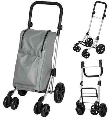 Zdjęcie produktu dla Wózek zakupowy o pojemności 46 litrów z torbą termoizolacyjną, 6 kółek | Kolor: Szary | Wymiary: 58x44x100 cm