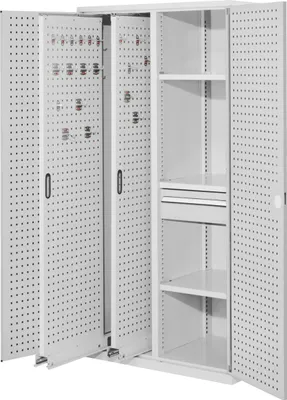 Produktbild von Kappes ®RasterPlan Vertikalschränke 1950x1000x600mm Modell 82 Lochplattentüren lichtgrau