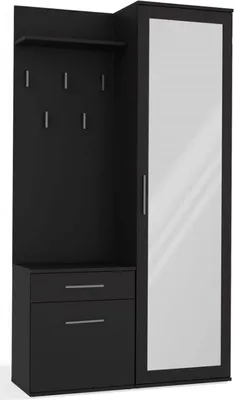Image de BDW Set Vestiaire duo avec miroir, armoire, noir, 180x100x35cm