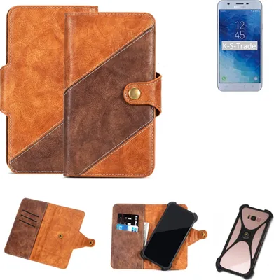 Produktbild von K-S-Trade Handy-Hülle Schutz-Hülle Bookstyle Case Wallet-Case kompatibel mit Samsung Galaxy J7 Star Handy Cover Bumper Kantenschutz Smartphone