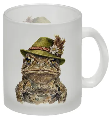 Produktbild von Erdkröte mit alpenländischem Trachtenhut Glas Tasse