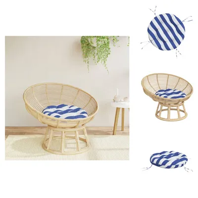 Produktbild von vidaXL Kissen Rund Blau & Weiß Gestreift Ø 60 x11 cm Oxford-Gewebe - Sitzpolster