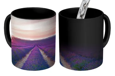 Obrázok produktu pre MuchoWow® Magický pohár Levanduľa - Fialová - Kvety - Obloha 350 ml Pohár na zmenu farby Darček Nápad na darček - Foto hrnček