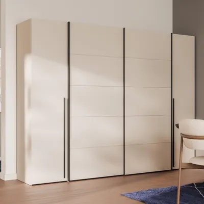 Produktbild von Forte NARAGO Kleiderschrank 270, moderner Dreh-/Schwebetürenschrank, 4-türig, Holzwerkstoff, Kaschmir|Beige, 270,3 cm breit x 210,5 cm hoch x 61,2 cm tief