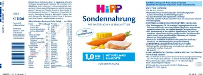 Produktbild von Hipp Sondennahrung Pute Mais & Karotte Kunstst.Fl. 12X500 ml
