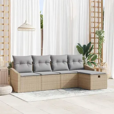 Obrázek produktu pro Maison Exclusive – Sedací souprava, 5 dílů, béžová, polyratan