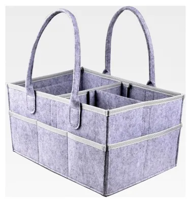 Produktbild von Wickeltisch Organizer, Windelorganizer für Babys, tragbare Filztasche mit verstellbaren Fächern | faltbarer Baby Organizer Korb | Grau
