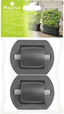 Produktbild von Rollen Pflanzenroller 2 Stück für Magnus XXL Blumenkasten oder Untersetzer Kunststoff grau frostbeständig UV-beständig