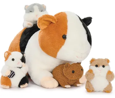 Plüsch-Cavia mit 4 Babys, 50 cm, weich, Kawaii-Deko