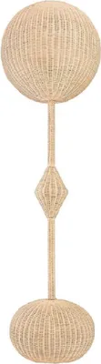 Image de Casa Padrino Luxe Lampadaire design naturel Ø 60 x H. 225 cm - Lampadaire rond en rotin - Lampadaire de salon - Luminaires de luxe - Lampadaires de luxe