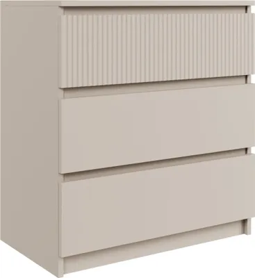 Image de Selsey Sandia - Commode trois tiroirs à façade cannelée Gris cachemire, 70 cm