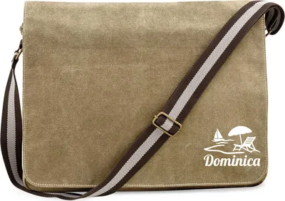 Produktbild von Huuraa Umhängetasche Dominica Inselmotiv Karibik 14 Liter Sahara Canvas Laptoptasche Geschenkidee