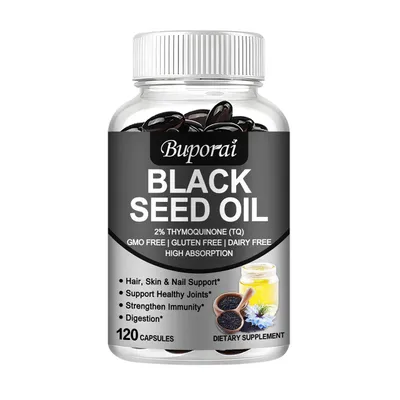 Image de Black Seed Oil 1000 mg (120 capsules) Complément alimentaire, peau, cheveux, ongles, système immunitaire, articulations, digestion