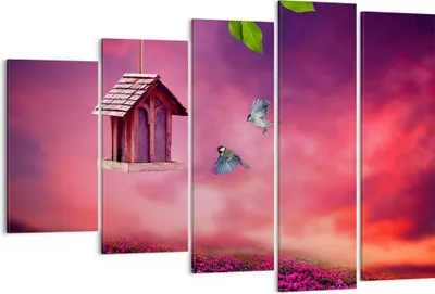 Produktbild von Bild auf Leinwand - Leinwandbild - Vögel Wiese Garten Dekoration - 150x100cm - Wand Bild - Wanddeko - Leinwanddruck - Bilder - Kunstdruck - Leinwand bilder - Wandkunst - EG150x100-3115