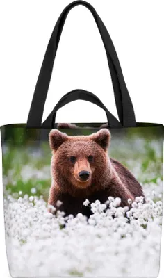 Produktbild von VOID Bär Blumen Pflanzen Natur Tasche 33x33x14cm,15l Einkaufs-Beutel Shopper Einkaufs-Tasche Bag