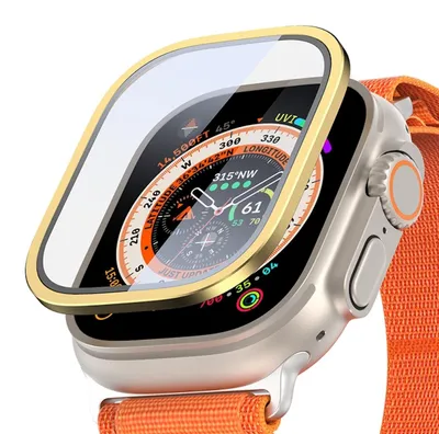 Produktbild von Für Apple Watch Ultra 1 + 2 49mm Aluminiumlegierung Hülle + H9 Schutz Hart Glas