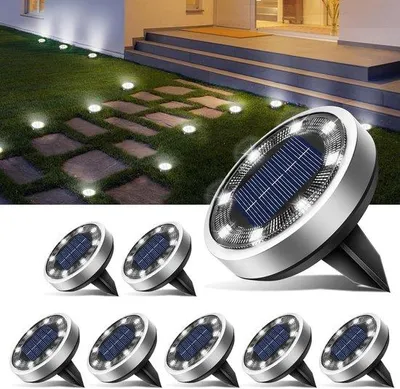 Obrázok produktu pre Súprava solárnych záhradných svietidiel, 8 LED, vodotesná, studená biela