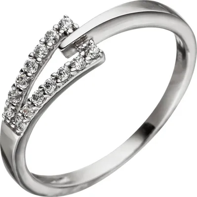 Produktbild von Gr. 50 Damen Ring 333 Gold Weißgold 14 Zirkonia Weißgoldring