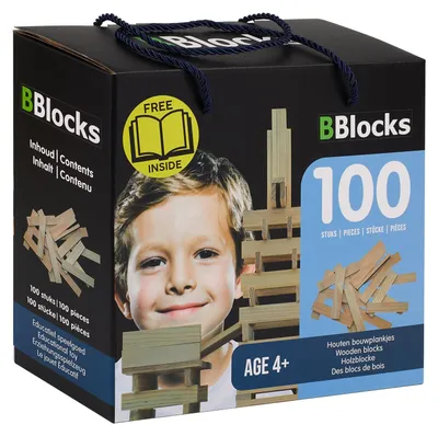 Produktbild von BBlocks Holz-Bauklötze natur - 100 Stück in Kartonbox