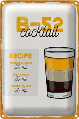 Produktbild von Blechschild Rezept B-52 Cocktail Recipe Orange 18x12cm