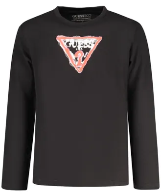 Produktbild von Schwarzes Langarm Kinder T-Shirt mit Logo-Druck und Rundhals