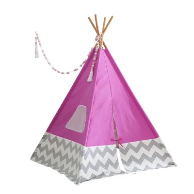 Produktbild von KidKraft Spiel-Tipi Zelt - 122 x 122 x 150 cm - Pink/Grau/Weiß; 227