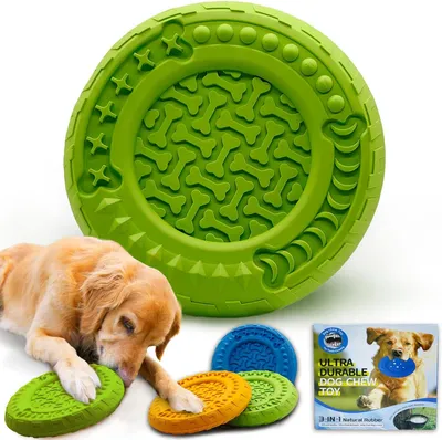 Image de Jouet interactif pour chien, jouet à mâcher indestructible, de couleur verte, pour chiens de grande et moyenne taille