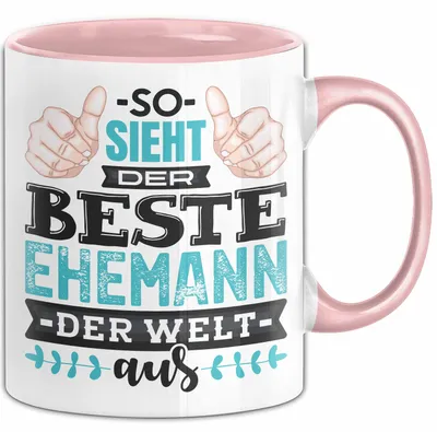 Produktbild von Witzige Tasse Geschenk So Sieht Der Beste Ehemann Der Welt Aus (Rosa)