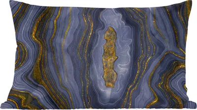 Produktbild von MuchoWow® Zierkissen Sofakissen Wohnzimmer Dekokissen 60x40 cm Geode - Achat - Schwarz & Gold - Kopfkissen - Polster mit Foto