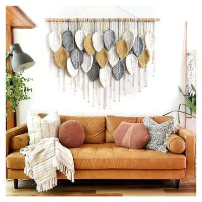 Produktbild von Makramee-Wandbehang, Boho-Heimdekoration, gewebte Dekoration für Schlafzimmer, Wohnzimmer, Wohnheim, Galerie, handgefertigte Geschenkideen
