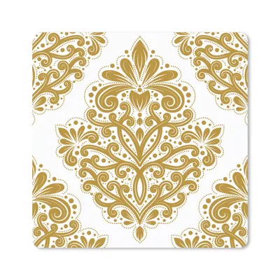 Produktbild von MuchoWow® Mauspad Mousepad Vintage - Blumen - Gold - Muster 20x20 cm - Mousepads - Maus Mat - Pad - Mausunterlage - Desk Mat - Bureauartikeln