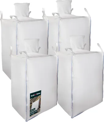 Produktbild von KOTARBAU® 4 St Big Bag Säcke 90x90x160cm Gartenabfallsack Stabil Oberem und Unterrem Trichter 1000kg PP Schwerlastsack Gartenabfallsäcke Gartentasche Abfallsäcke Schuttsäcke Bauschuttsäcke Garten Zube