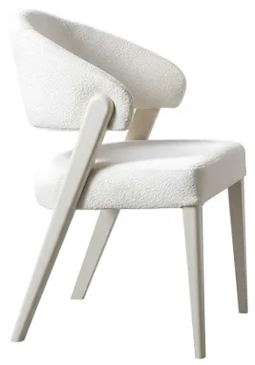 Produktbild von Stuhl Modern Weiß Stoff Elegant Designerstuhl Bequem Minimalismus