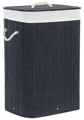 Produktbild von Ekspand | Bambus Wäschekorb - Schwarz - 72 L - mit Deckel - 40 x 30 x 60 cm