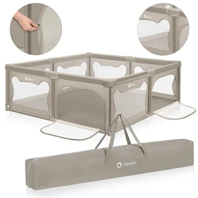 Image de Parc Lionelo WILLOW XL très grande surface de jeu, 2 entrées latérales verrouillables Beige
