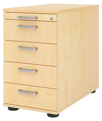 Produktbild von bümö office Standcontainer - mit 4 Schubladen - Nachbildung Ahorn, Griff: Chromgriff (Metall)