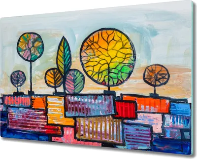Produktbild von Coloray Küchenbrett Kochplattenabdeckung Hackbrett Schneidebrett Herdabdeckplatte 80x52 cm - Impressionismus Baum