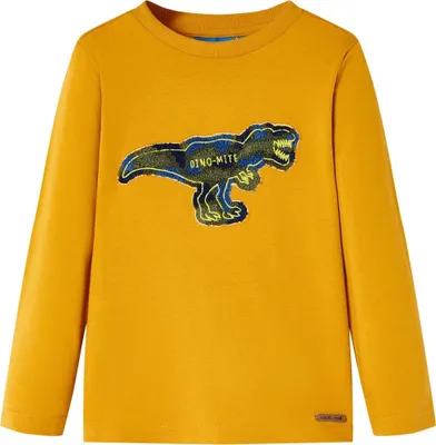 Productafbeelding van Kindershirt met lange mouwen 128 okerkleurig