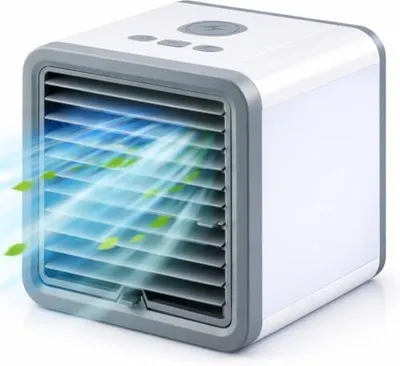 Produktbild von Luftkühler mit Wasserkühlung – Mini Klimaanlage ohne Abluftschlauch, Tischventilator leise 45 dB, USB Ventilator klein, Touch, 3 Stufen, LED-Licht, Verdunstungskühler für Büro & Schlafzimmer