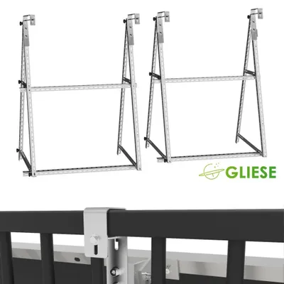 Produktbild von 4X PV Halterung 118cm Verstärkter Solarmodul Geländer Balkon 0°-90° mit Quadratischer Haken