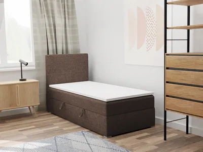 Produktbild von FEDVE Boxspringbett Einzelbett KOLORADO MINI mit Bettkästen Jugendbett mit Bonell-Matratze und Topper 100x200 Links