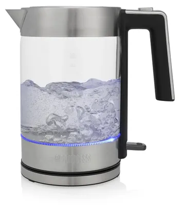 Productafbeelding van Princess 236041, 1,7 liter, 2200 watt, zwart, roestvrij staal, transparant, glas, roestvrij staal, waterniveau-indicator, oververwarmingsbeveiliging