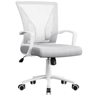 Produktbild von Yaheetech Bürostuhl Schreibtischstuhl ergonomischer Drehstuhl Chefsessel höhenverstellbar Sportsitz Mesh Netz Stuhl Hellgrau