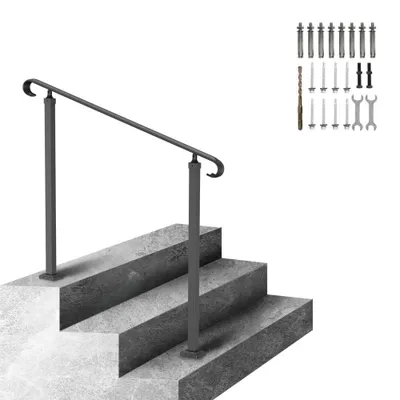 Produktbild von Treppengeländer- Handlauf 120x13,5x97 cm für 2-3 Stufige Treppen - Eingangsgeländer formschön - Höhe bis zu 45 cm - Winkel einstellbar (0-52,8°) - Ideal für Veranden, Eingänge, Gärten