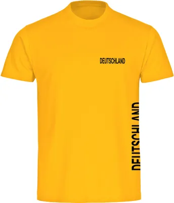 Produktbild von multifanshop Kinder T-Shirt - Deutschland - Brust & Seite, gelb, Größe 128