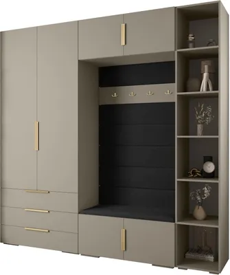 Produktbild von MEBLE KRYSPOL Inova 1 Möbelset Garderobe, 236,7x240x47cm - Kaschmir, Manila 18, Gold