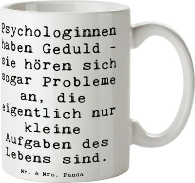 Produktbild von Mr. & Mrs. Panda Kaffeetasse Spruch Geduldige Psychologin - Weiß - Geschenk, Tasse, wertvolle Arbeit, Seelenfrieden, Berufsalltag, Therapeutin, handgefertigte Geschenke