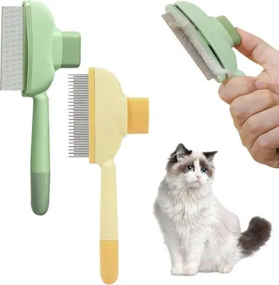 Productafbeelding van Huisdierkammen voor katten en honden - Vlooienkam en roestvrijstalen tandkam voor haaruitval en klitten - Duurzaam en zelfreinigend