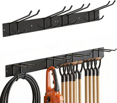 Produktbild von Wandhalterung für Garage, 2 Stück, 4 Doppelhaken, für Gartengeräte