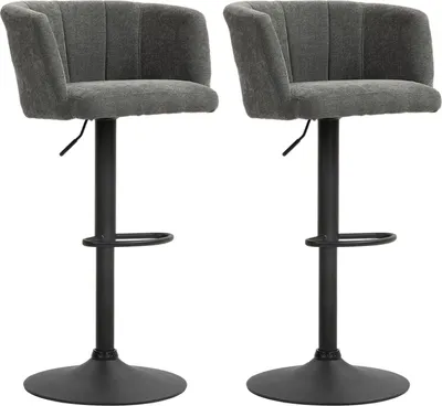 Produktbild von 2er-Set Barhocker, Bistrohocker mit Fußstütze, Drehbar Barstuhl, Höhenverstellbar Küchenhocker mit Leinenbezug, für Wohnzimmer, Esszimmer, Dunkelgrau